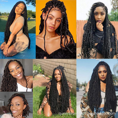24inch Gorgeous Soft Locs With Curl End Natural Wavy Goddess Faux Locs Crochet Hair Extensions Synthetic Braiding Hair